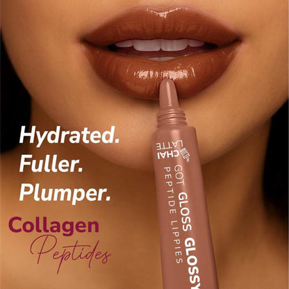 Mila Beauté Peptide Lip Gloss Balm With SPF & Hyaluronic Acid Plump & Fuller Lips - Chai Latte