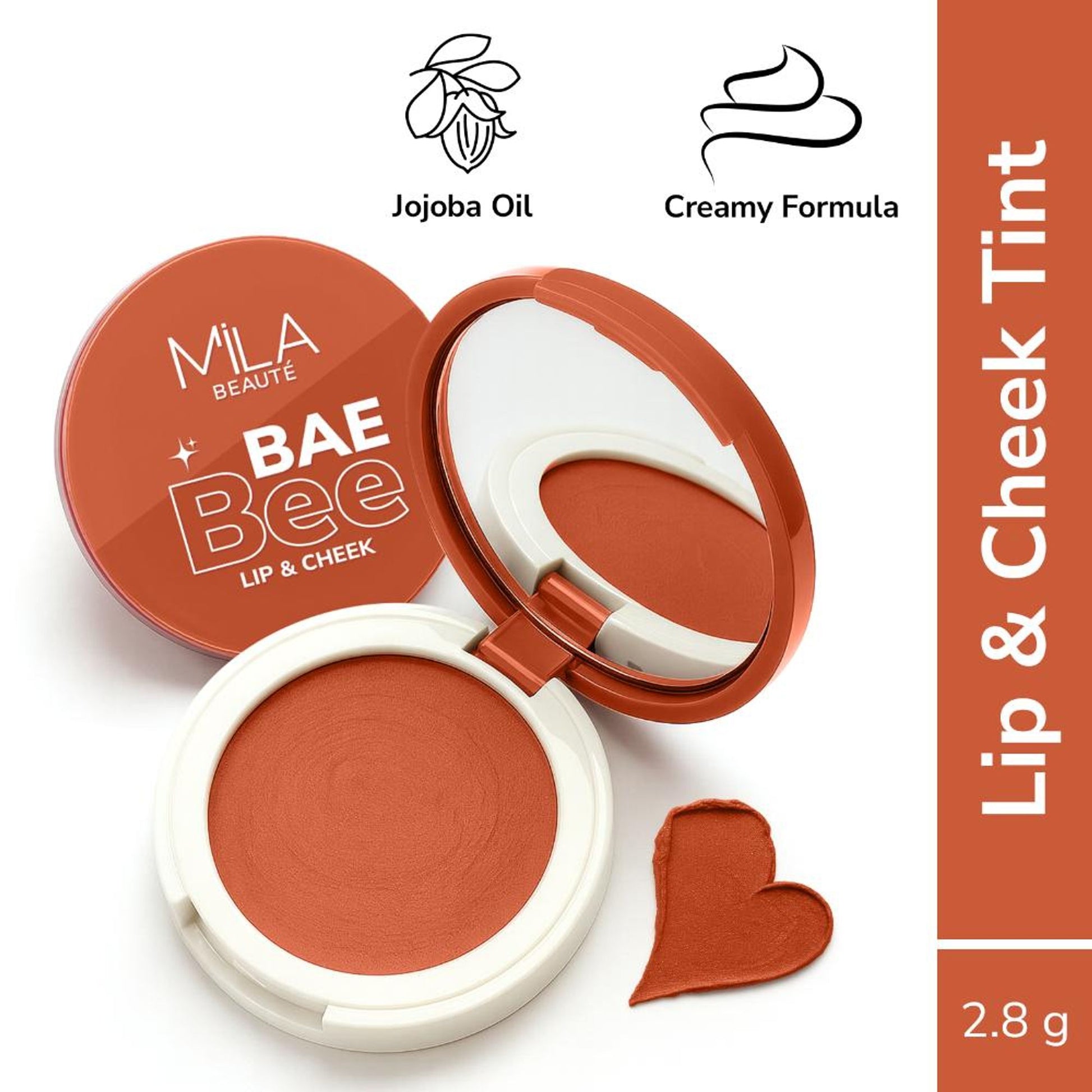 Mila Beauté Baebee Lip & Cheek Tint With Jojoba Oil & Vitamin E Shade - 01 Farm Peach