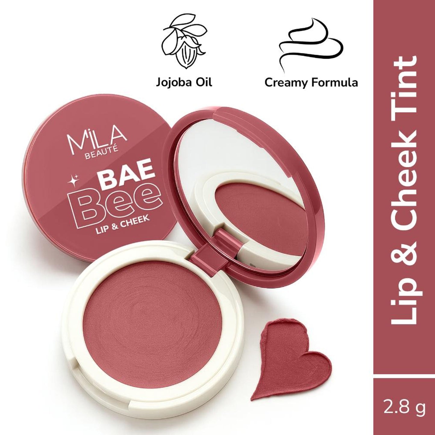 Mila Beauté Baebee Lip & Cheek Tint With Jojoba Oil & Vitamin E Shade - 03 Burnt Rose