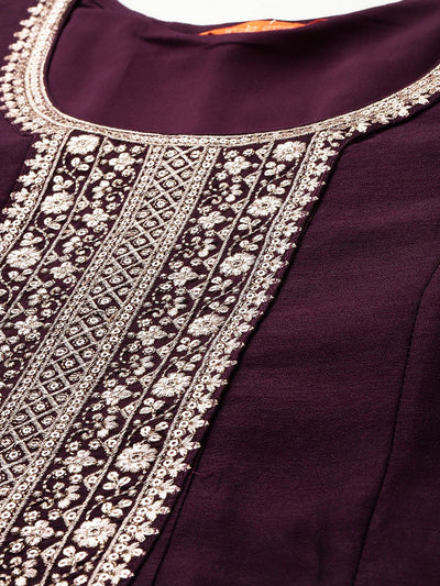 Indyancart IE Ethnic Motifs Embroidered Sequinned Kurta With Trousers & Dupatta