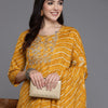 Dhiyona IE Women Floral Yoke Design Regular Pure Cotton Kurta with Trousers & With Dupatta