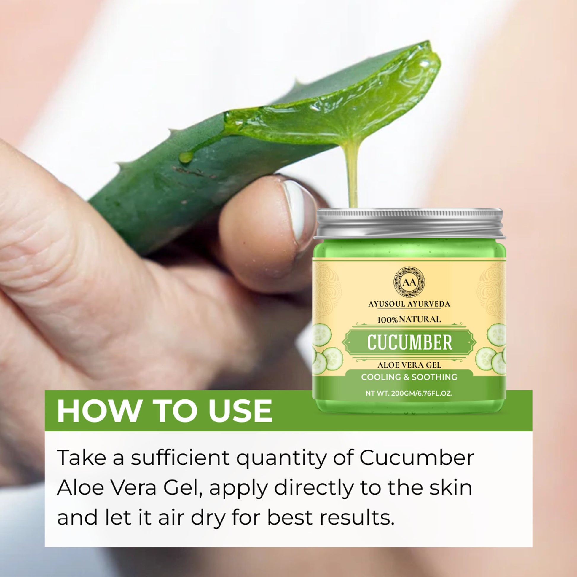 Ayusoul Ayurveda Cucumber Aloe Vera Gel for Face & Body Skin Treatment