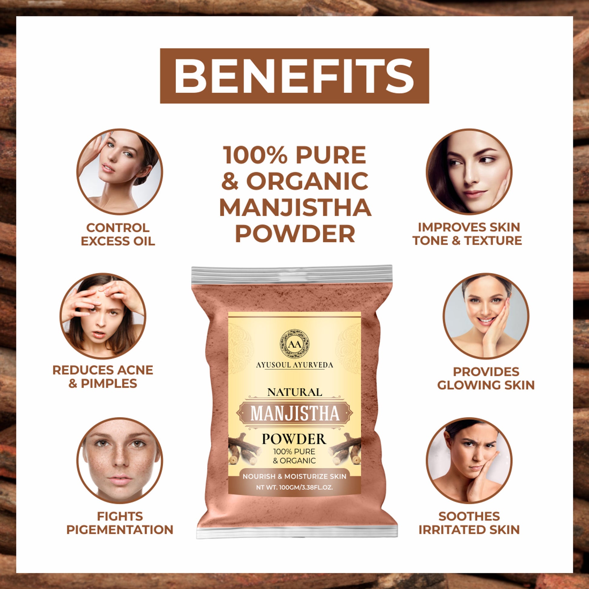 Ayusoul Ayurveda 100% Pure Organic Natural Manjistha Powder