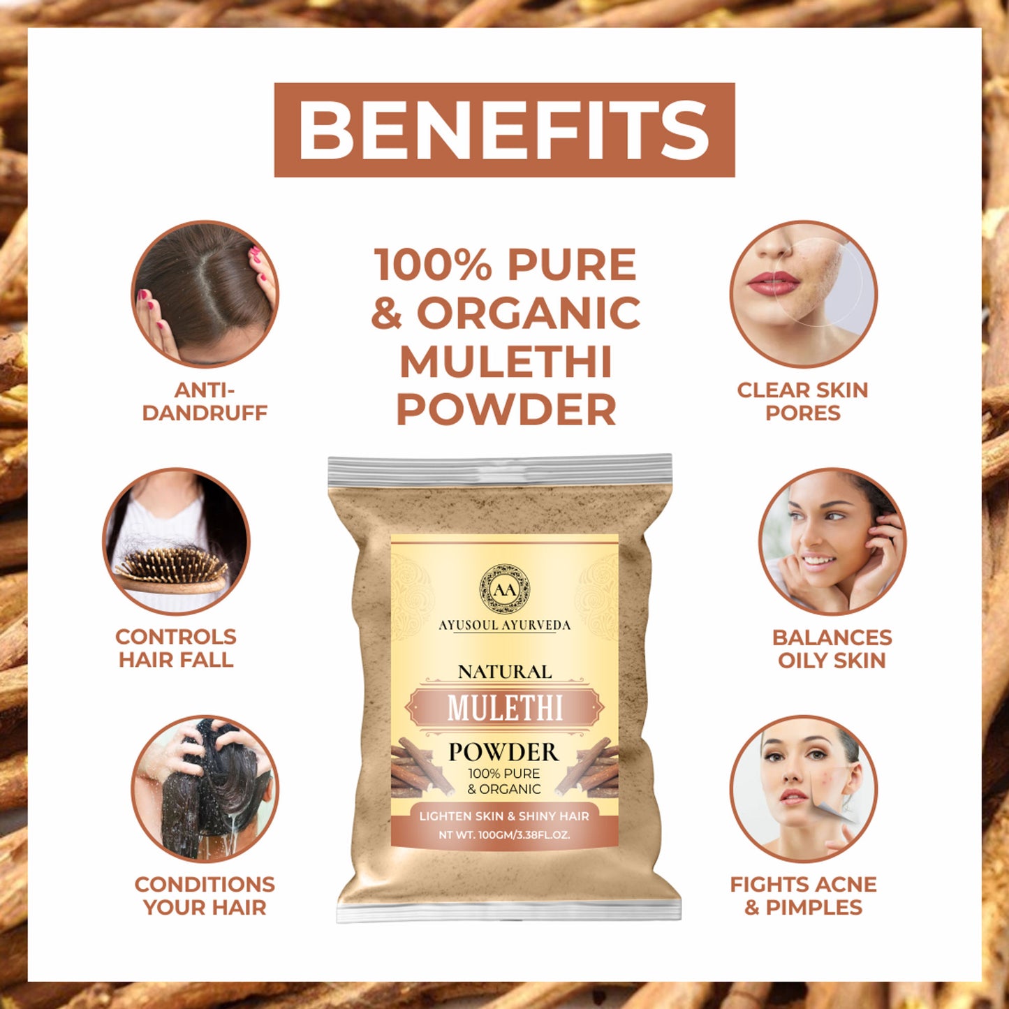 Ayusoul Ayurveda 100% Natural Organic Mulethi Powder