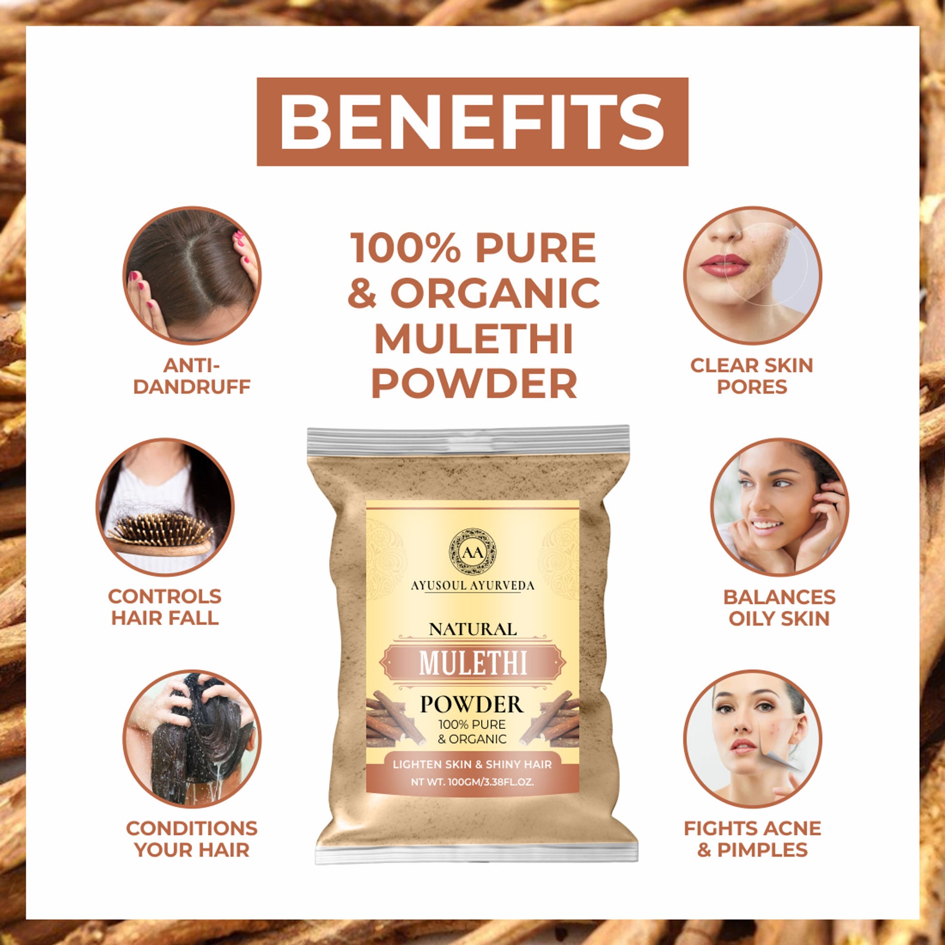 Ayusoul Ayurveda 100% Natural Organic Mulethi Powder