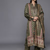 Indyancart VA Women'sEthnic Floral Printed Winter Straight Kurta Set with Dupatta.