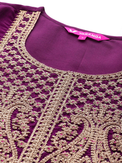 Indyancart VA Women Ethnic Motifs Embroidered Kurta with Palazzos & With Dupatta