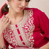 Indyancart IE Floral Embroidered Thread Work Straight Kurta