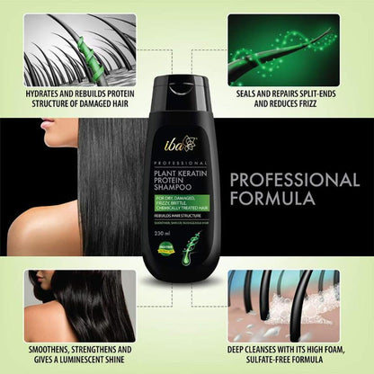 Iba Professional Plant Keratin Protein Shampoo High Foaming Formula For Dry Frizzy Damaged Hair