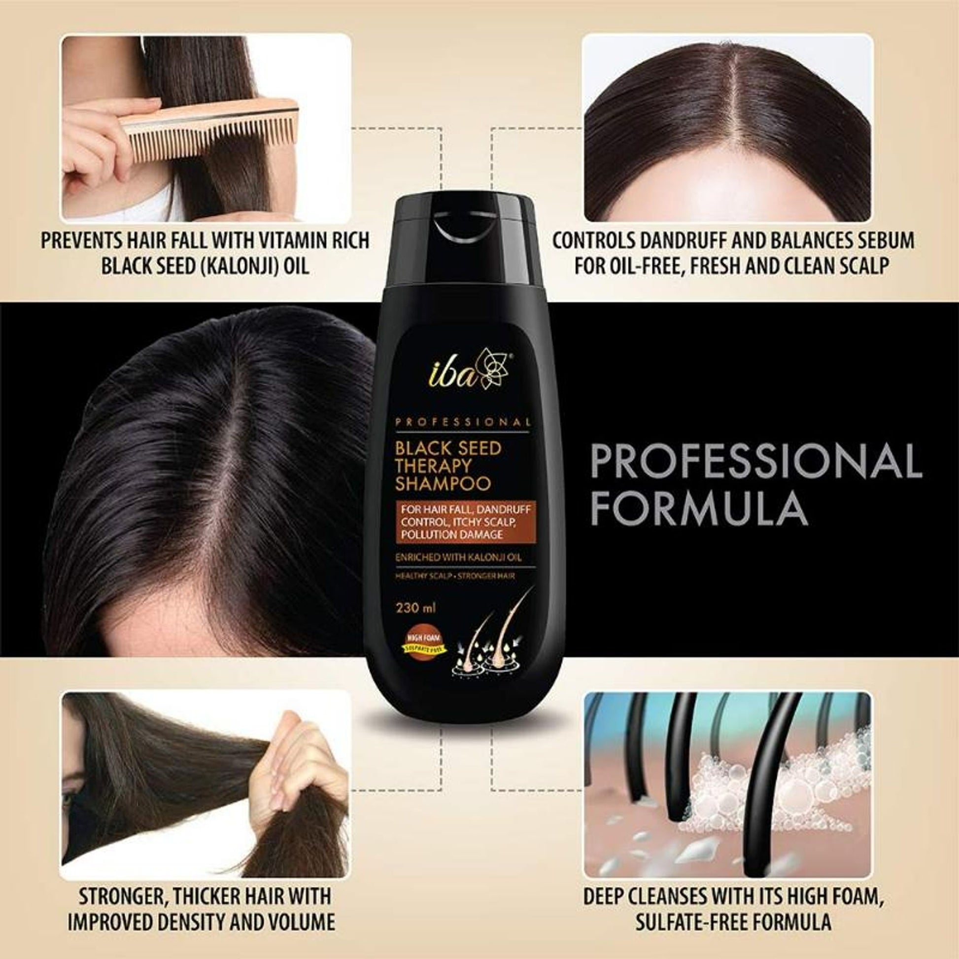Iba Professional Black Seed Therapy Shampoo Kalonji Extract For Healthy Scalp & Stronger Hair