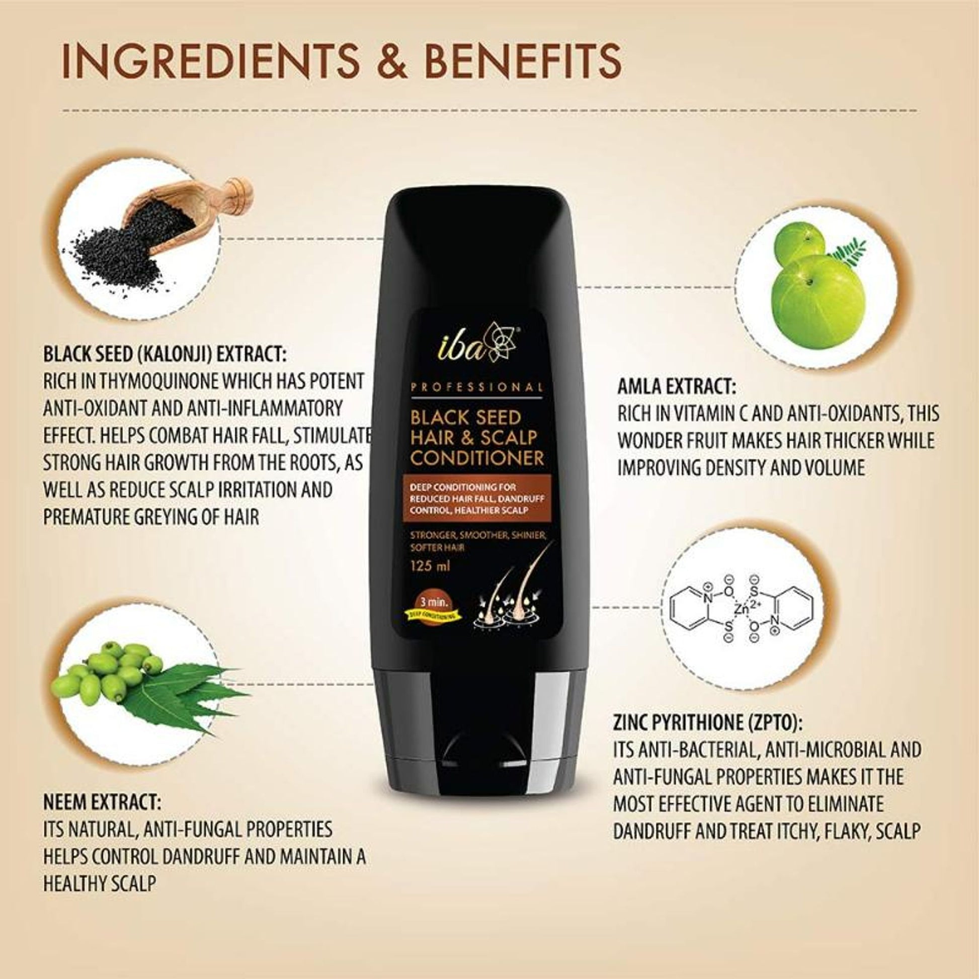 Iba Professional Black Seed Hair Scalp Conditioner Kalonji Extract For Dandruff Itchy Scalp