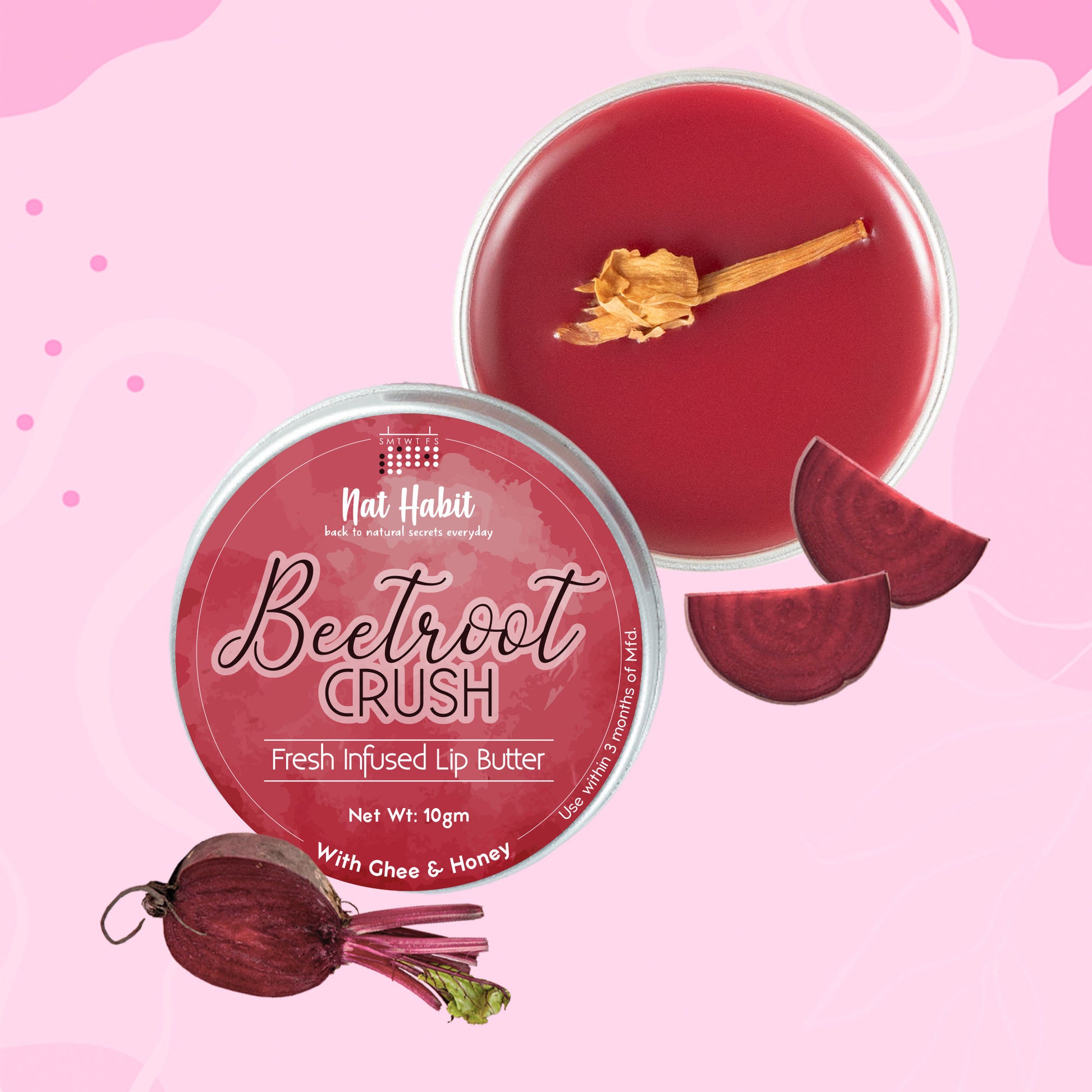 Nat Habit Beetroot Rose Fresh Lip Scrub & Lip Balm for Dark,Dry & Chapped Lips - Natural Pink Lips