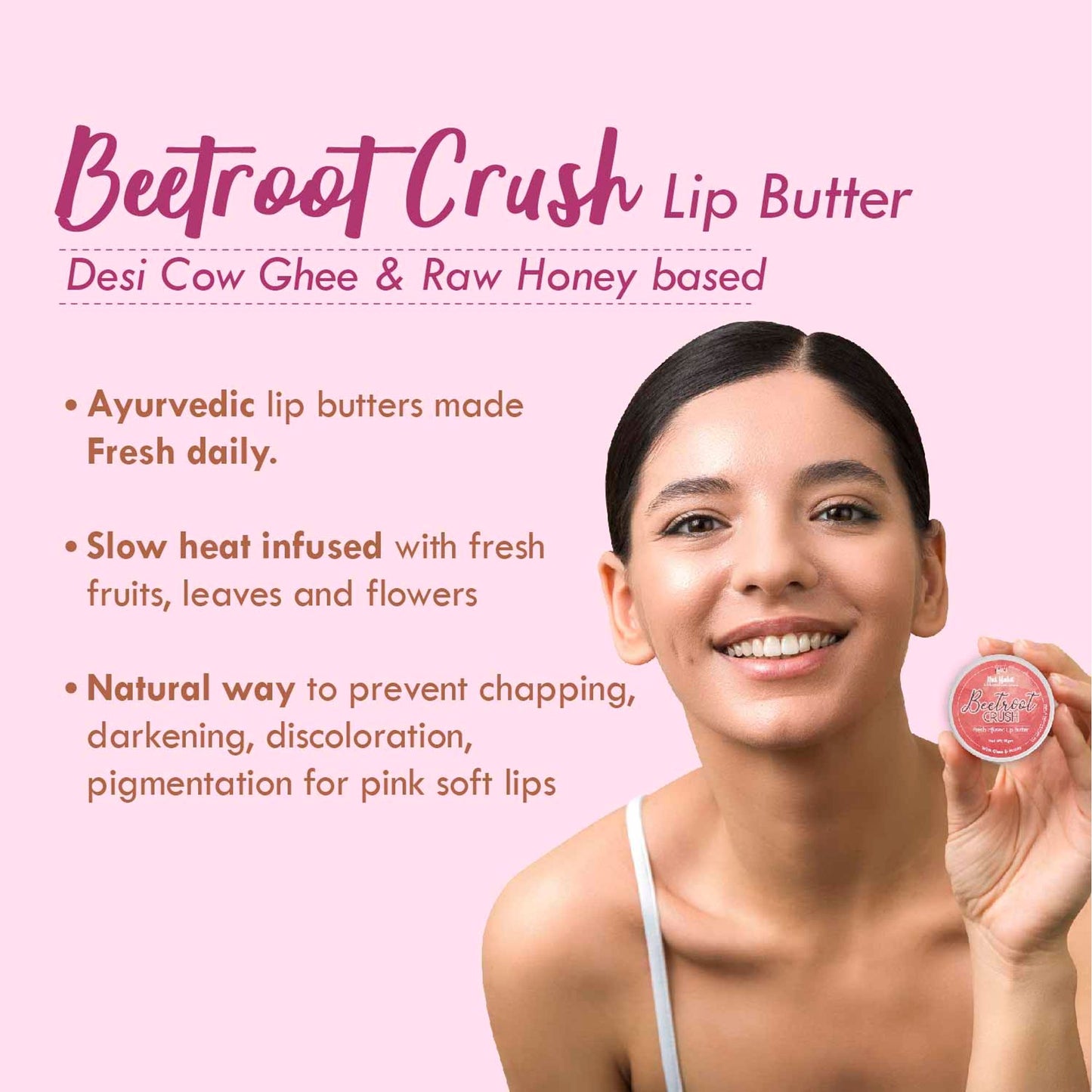 Nat Habit Beetroot Rose Fresh Lip Scrub & Lip Balm for Dark,Dry & Chapped Lips - Natural Pink Lips