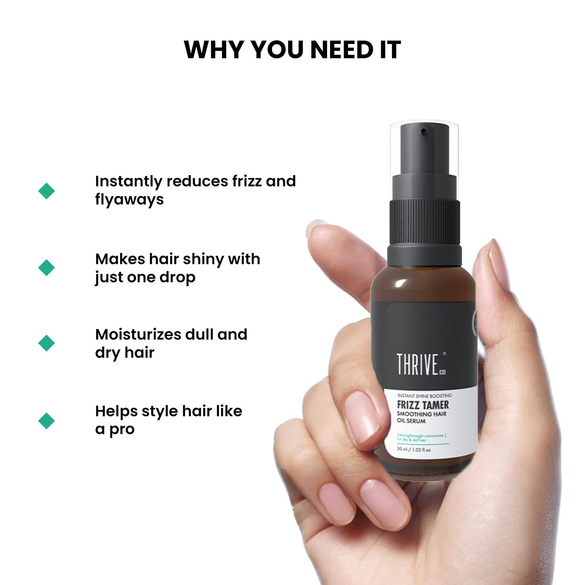 ThriveCo Frizz Tamer Smoothing Hair Oil Serum