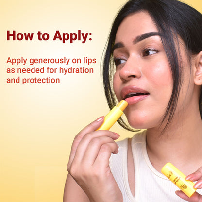 Iba Ubtan Lip Balm SPF 50 in a sleek tube, featuring natural ingredients and a smooth application for healthy, protected lips.
