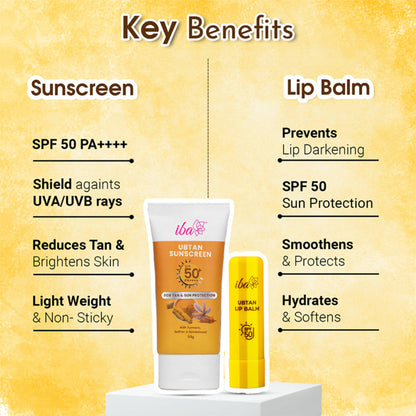 IBA Ubtan Lip Balm + Ubtan Sunscreen Combo