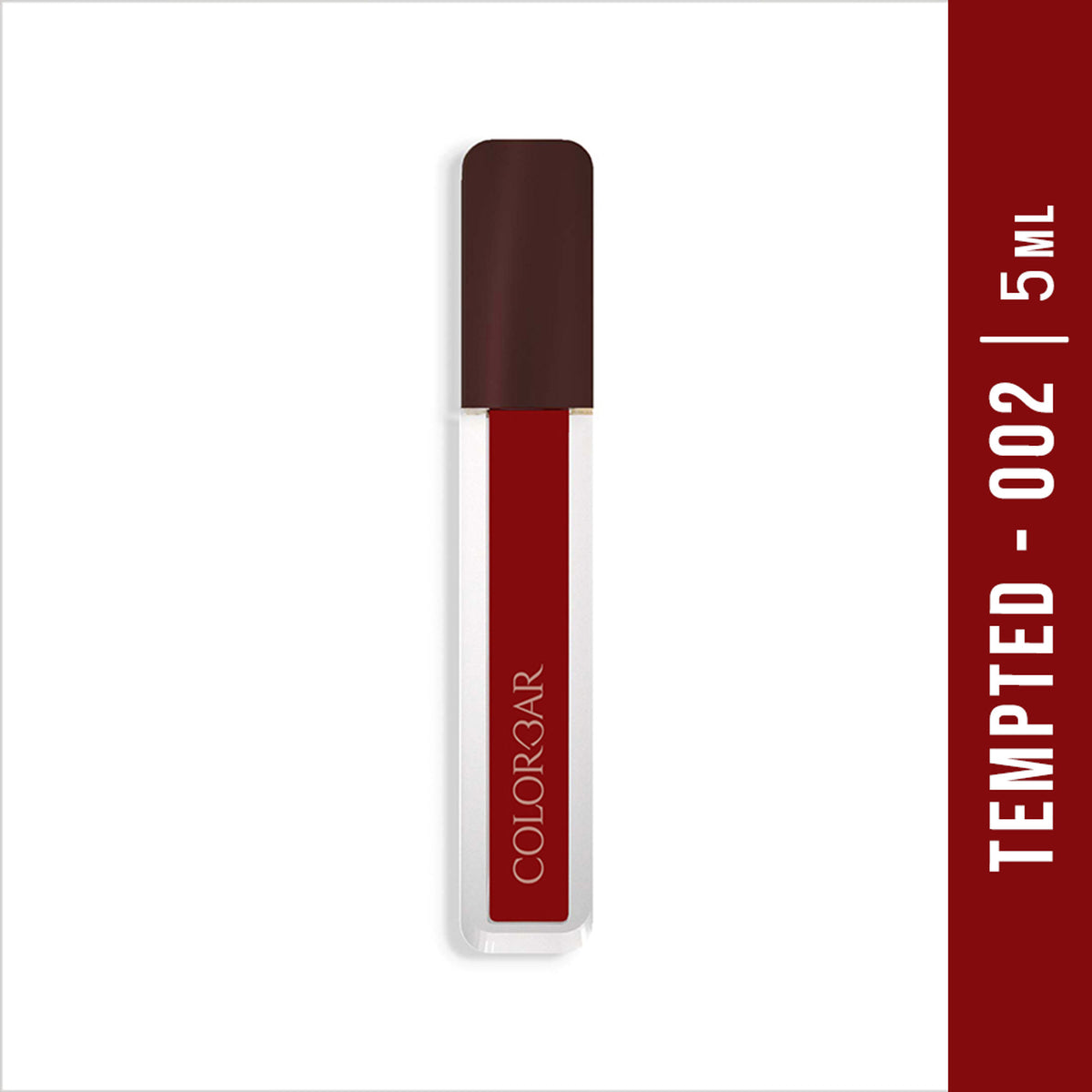 Colorbar Powerkiss Vegan Matte Lipcolor in Tempted, showcasing a vibrant, cruelty-free lipstick with a smooth matte finish.