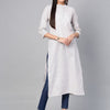 Indyancart IE Women Blue & White Striped Cotton Kurta