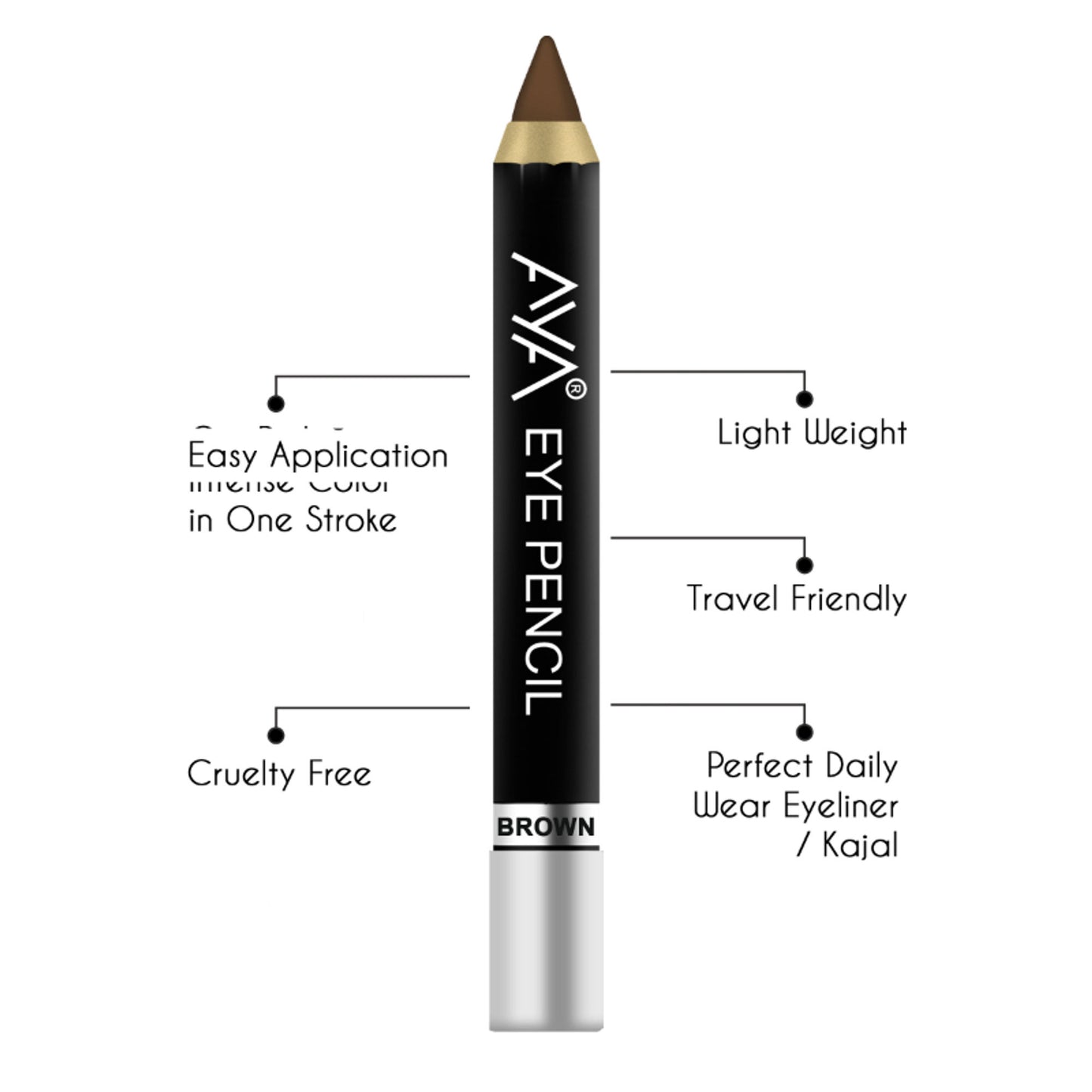 AYA Eye Pencil For Kajal/Eyeliner - Brown