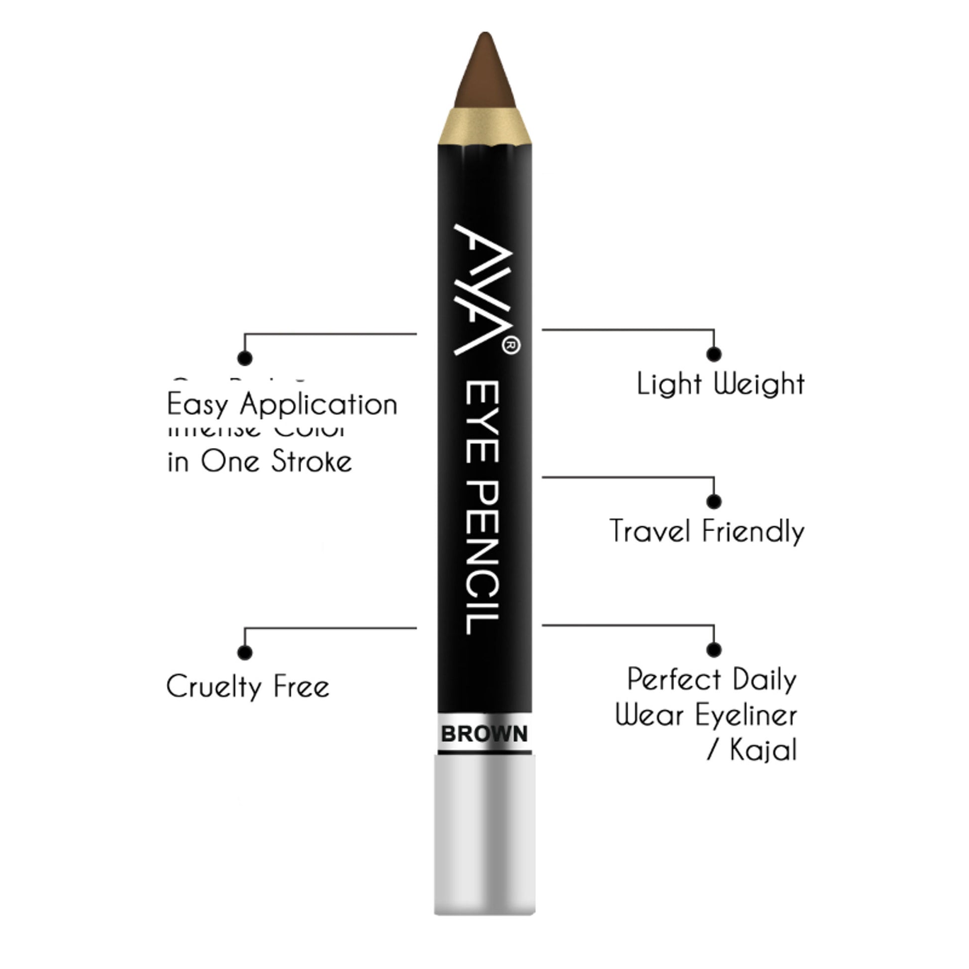 AYA Eye Pencil For Kajal/Eyeliner - Brown