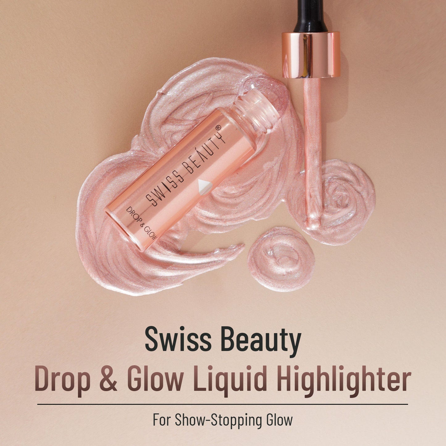 Swiss Beauty Drop and Glow Liquid Highlighter , Shimmer Shine , Dewy Finish - 02 Gold