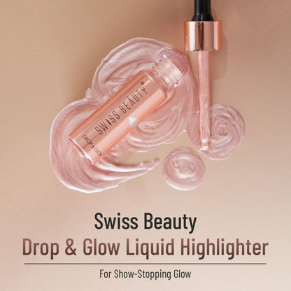 Swiss Beauty Drop and Glow Liquid Highlighter , Shimmer Shine , Dewy Finish - 02 Gold