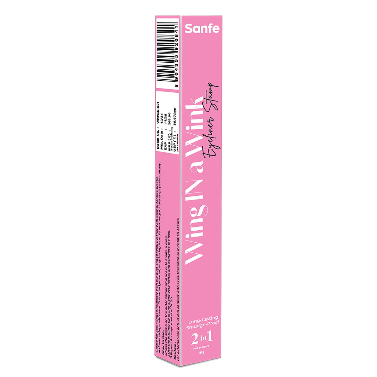Sanfe Wing In A Wink Eyeliner With Stamp, Waterproof Smudge Proof Eye Liner Liquid Pen