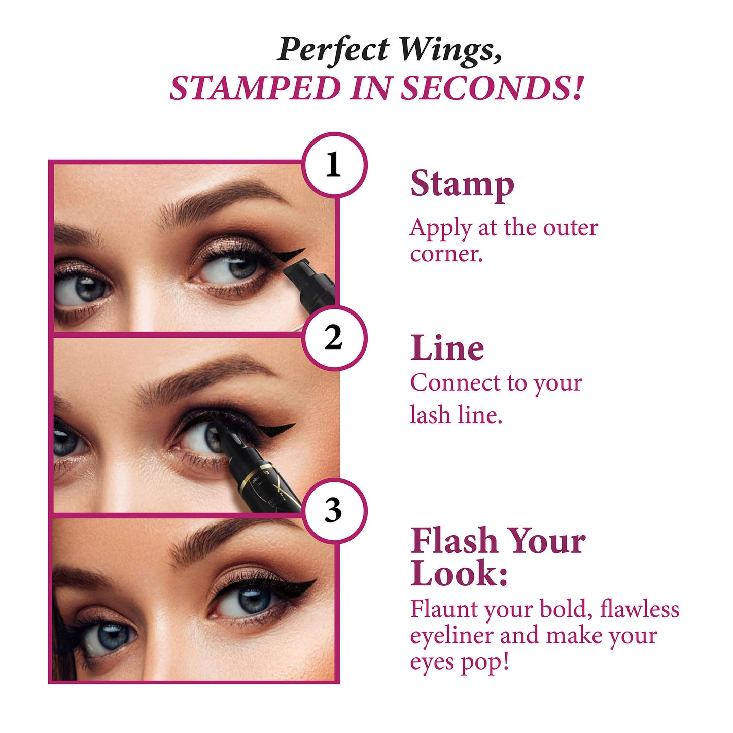 Sanfe Wing In A Wink Eyeliner With Stamp, Waterproof Smudge Proof Eye Liner Liquid Pen