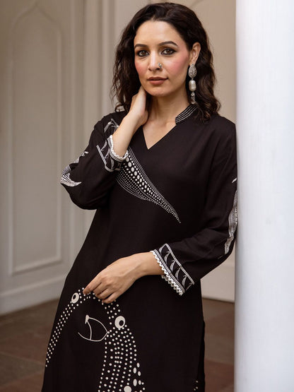 Indyancart IE Printed Three-Quarter Sleeves Tunic With Trouser