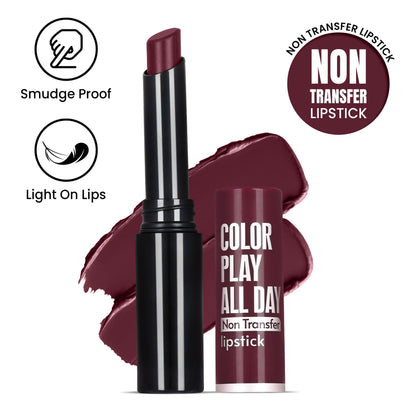 FASHION COLOUR Play All Day Non Transfer Lipstick - Rust Red