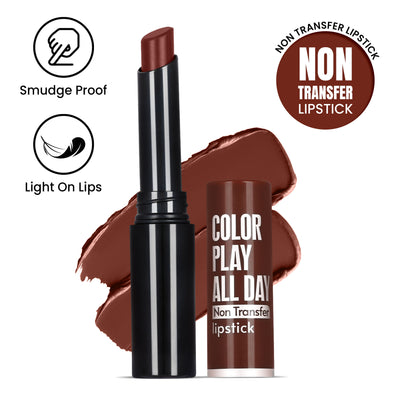 FASHION COLOUR Play All Day Non Transfer Lipstick - Intense Brown