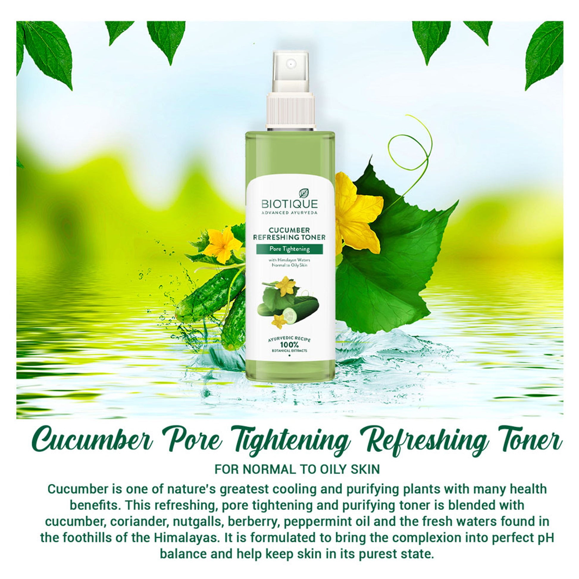 Biotique Bio Cucumber Pore Tightening Toner With Himalayan Waters