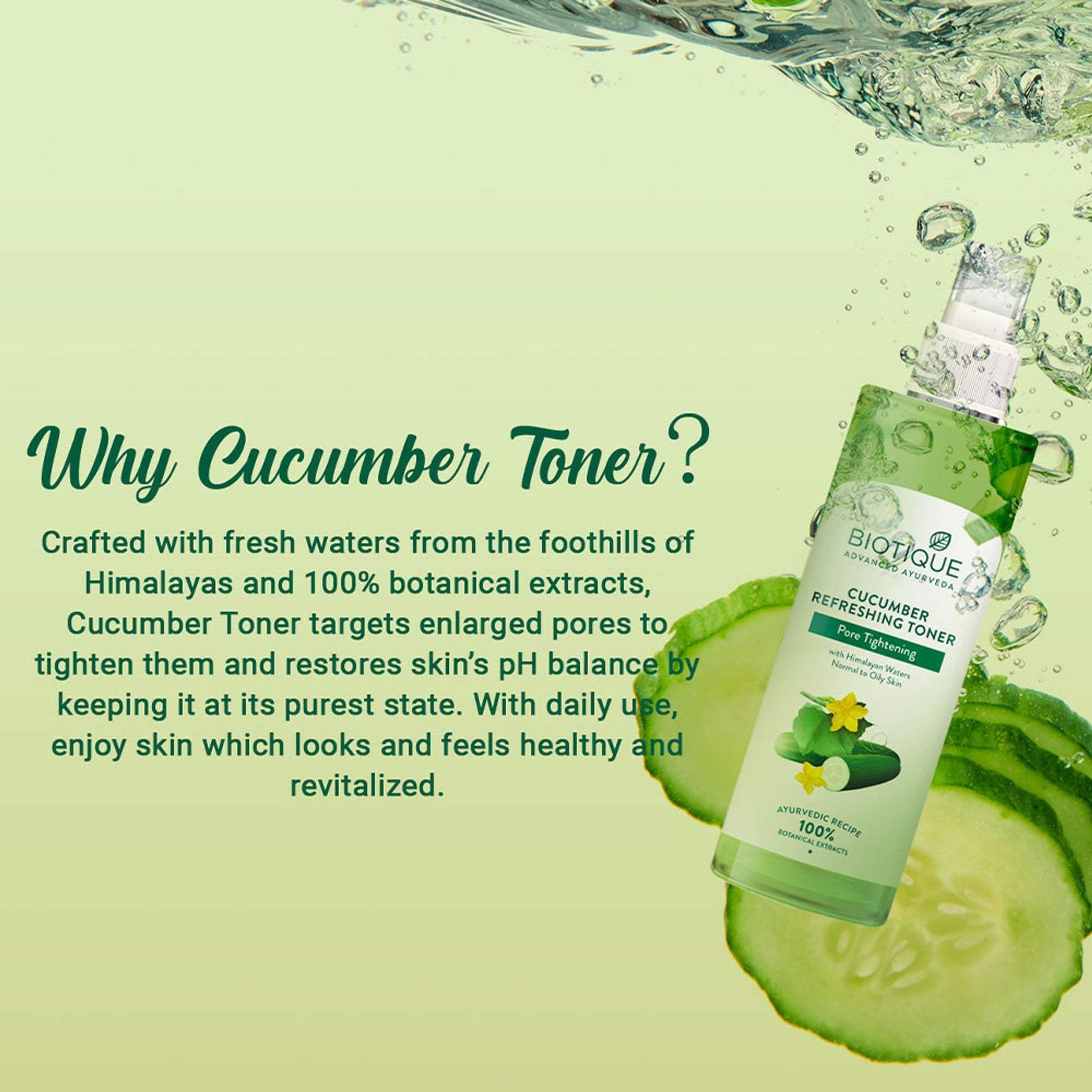 Biotique Bio Cucumber Pore Tightening Toner With Himalayan Waters