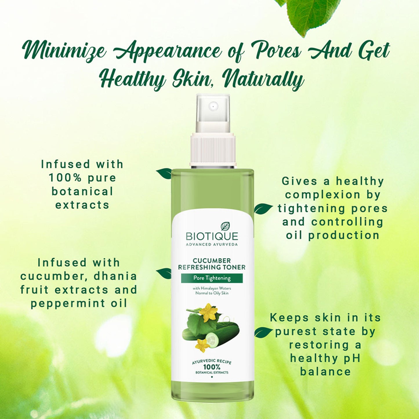 Biotique Bio Cucumber Pore Tightening Toner With Himalayan Waters