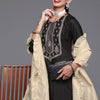 Dhiyona IE Women Black Ethnic Motifs Embroidered Yoke Design Kurta with Trousers & Dupatta