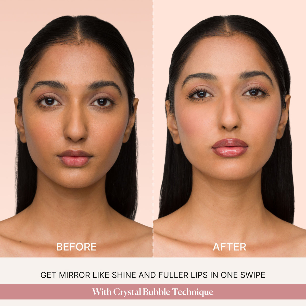 IRIS COSMETICS Talk Glossy To Me! Shimmer Lip Gloss in light pink with iridescent shimmer, displayed on a neutral background.