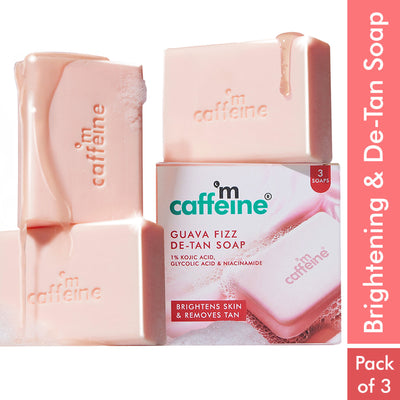 mCaffeine Brightening Tan Removal Soap - 1% Kojic Acid & Glutathione -Tangy Guava Perfume Syndet Bar
