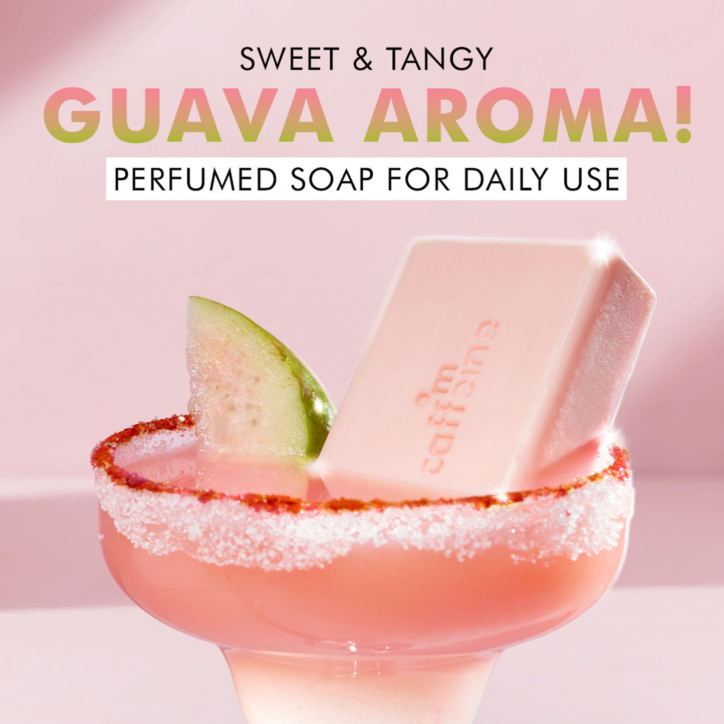 mCaffeine Brightening Tan Removal Soap - 1% Kojic Acid & Glutathione -Tangy Guava Perfume Syndet Bar