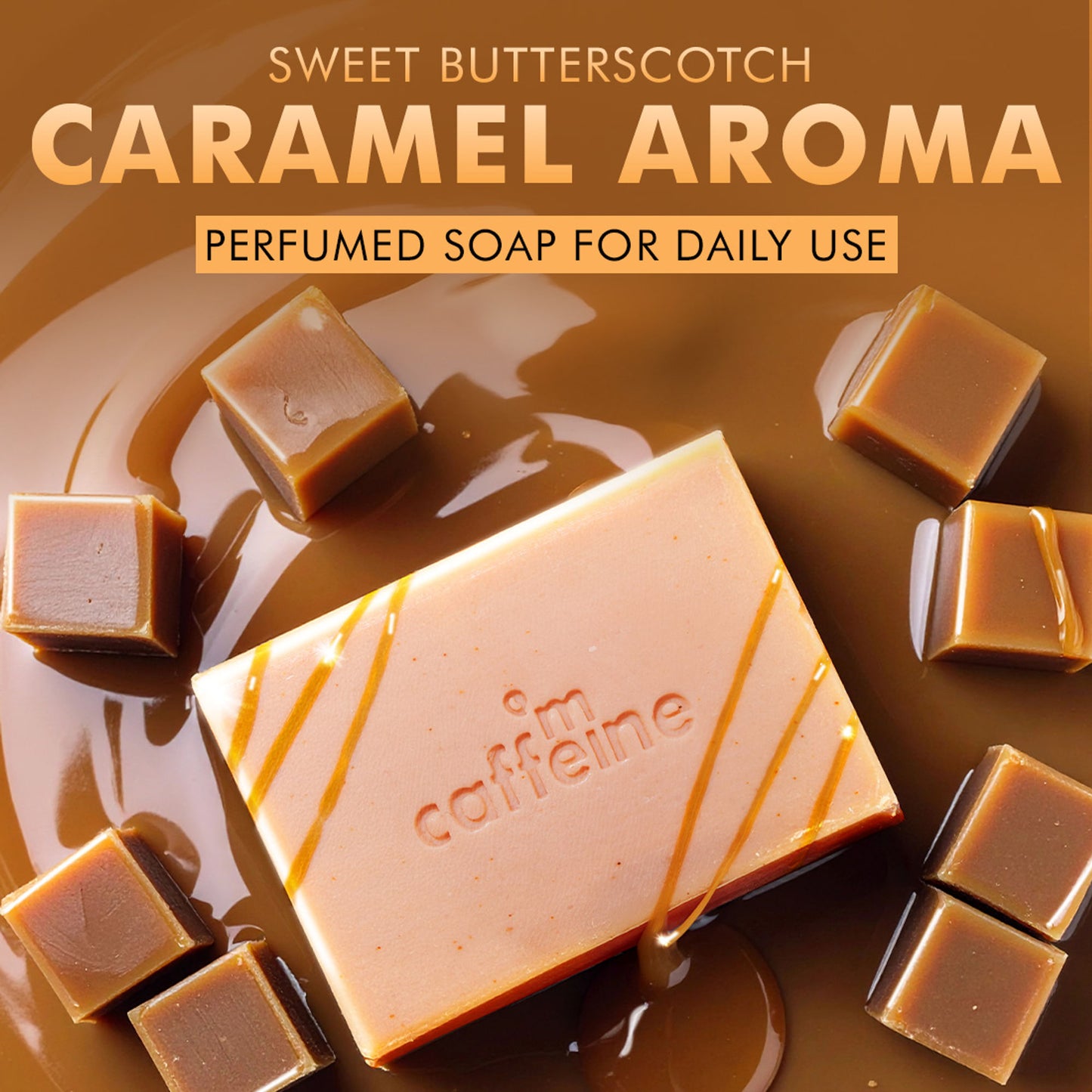 mCaffeine Exfoliating Tan Removal Soap - 1% Salicylic Acid & Lactic Acid - Sweet Caramel Perfume Bar