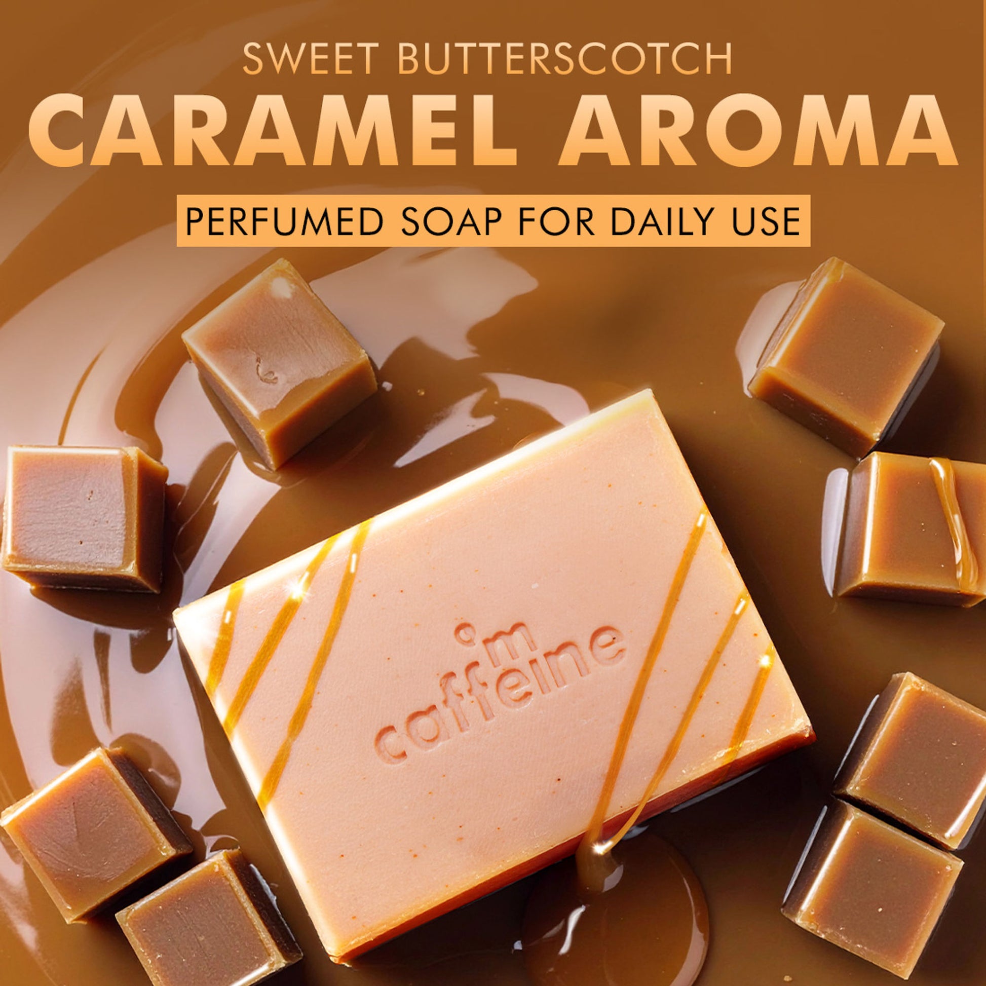mCaffeine Exfoliating Tan Removal Soap - 1% Salicylic Acid & Lactic Acid - Sweet Caramel Perfume Bar