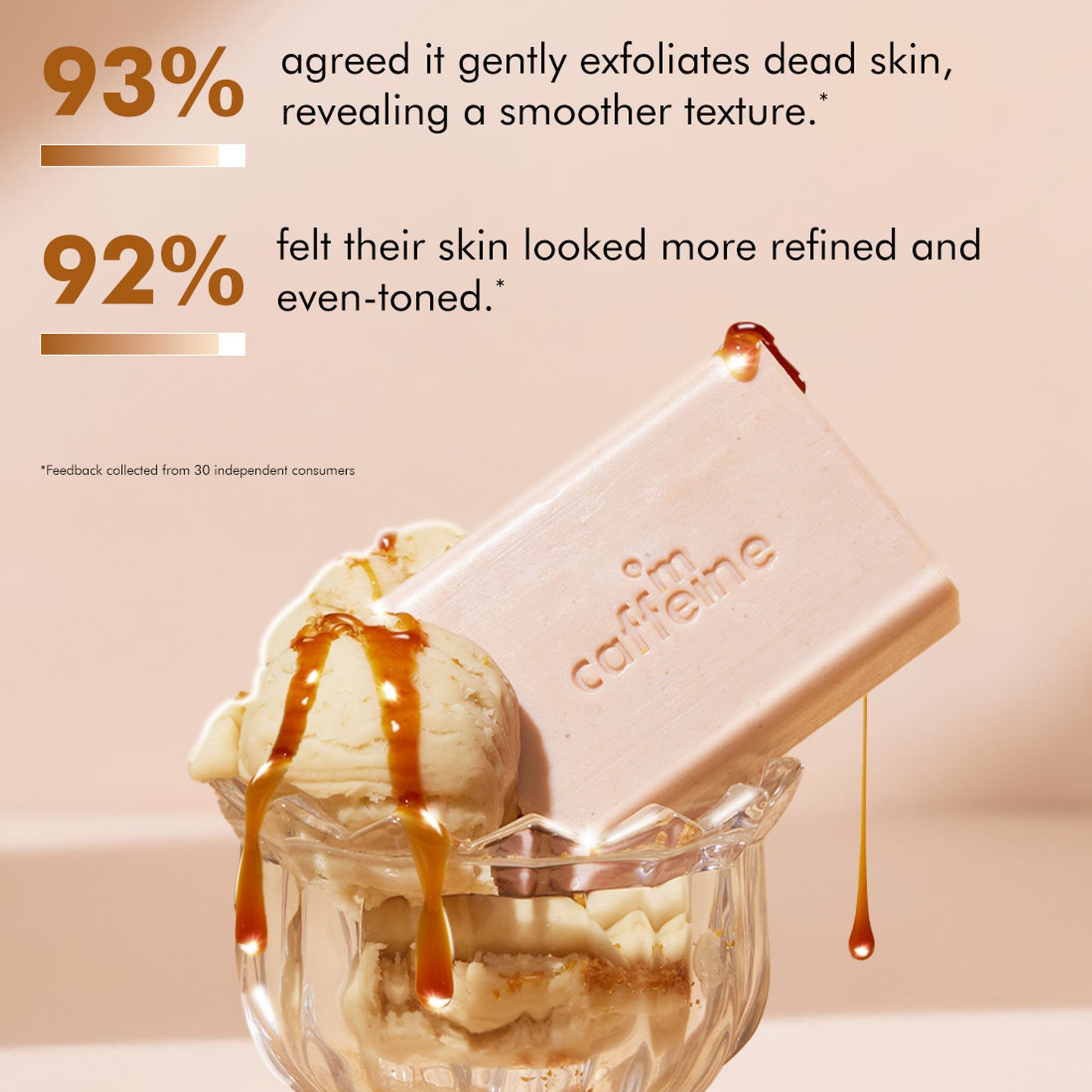 mCaffeine Exfoliating Tan Removal Soap - 1% Salicylic Acid & Lactic Acid - Sweet Caramel Perfume Bar