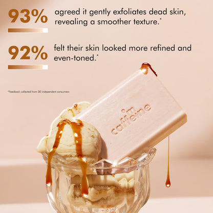 mCaffeine Exfoliating Tan Removal Soap - 1% Salicylic Acid & Lactic Acid - Sweet Caramel Perfume Bar