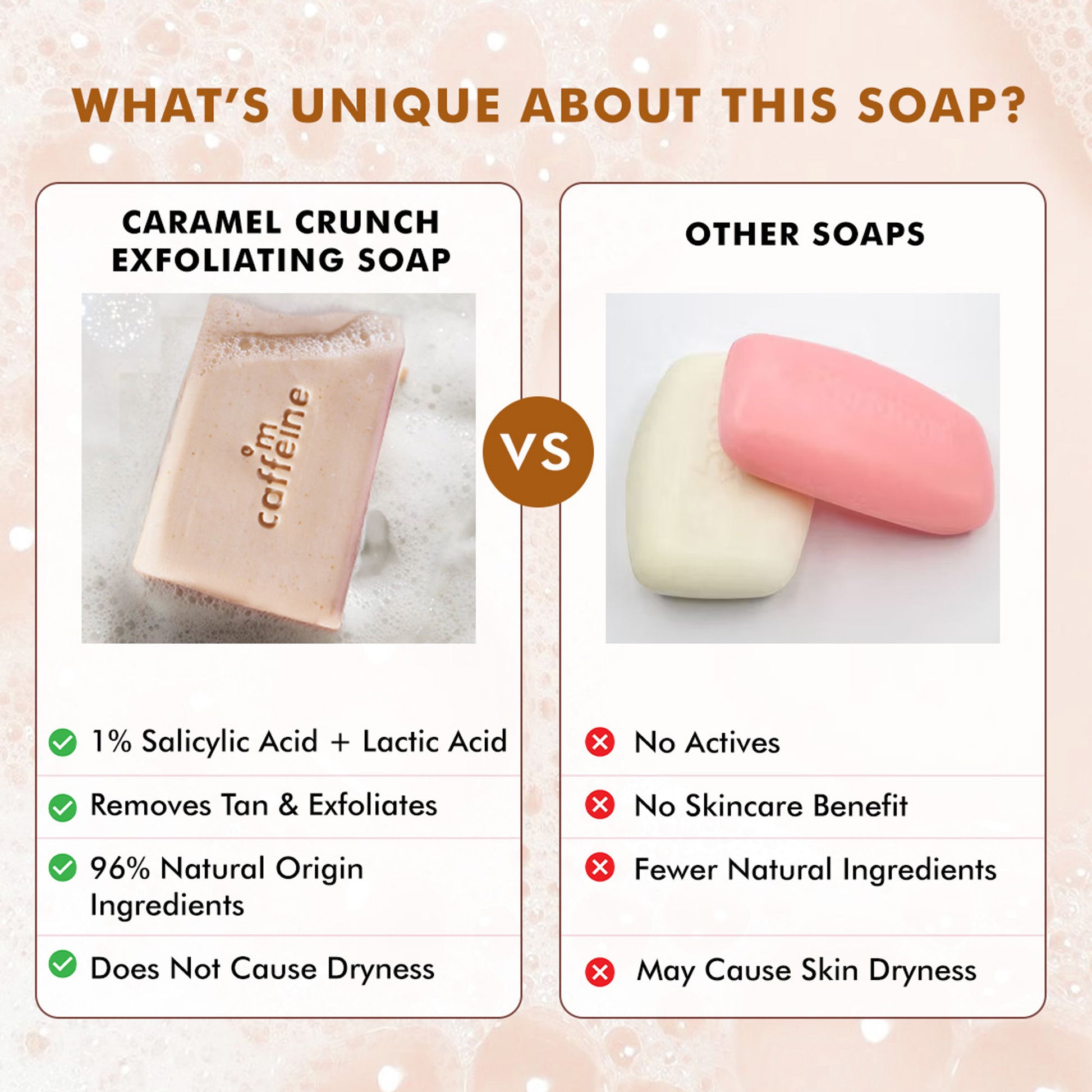 mCaffeine Exfoliating Tan Removal Soap - 1% Salicylic Acid & Lactic Acid - Sweet Caramel Perfume Bar
