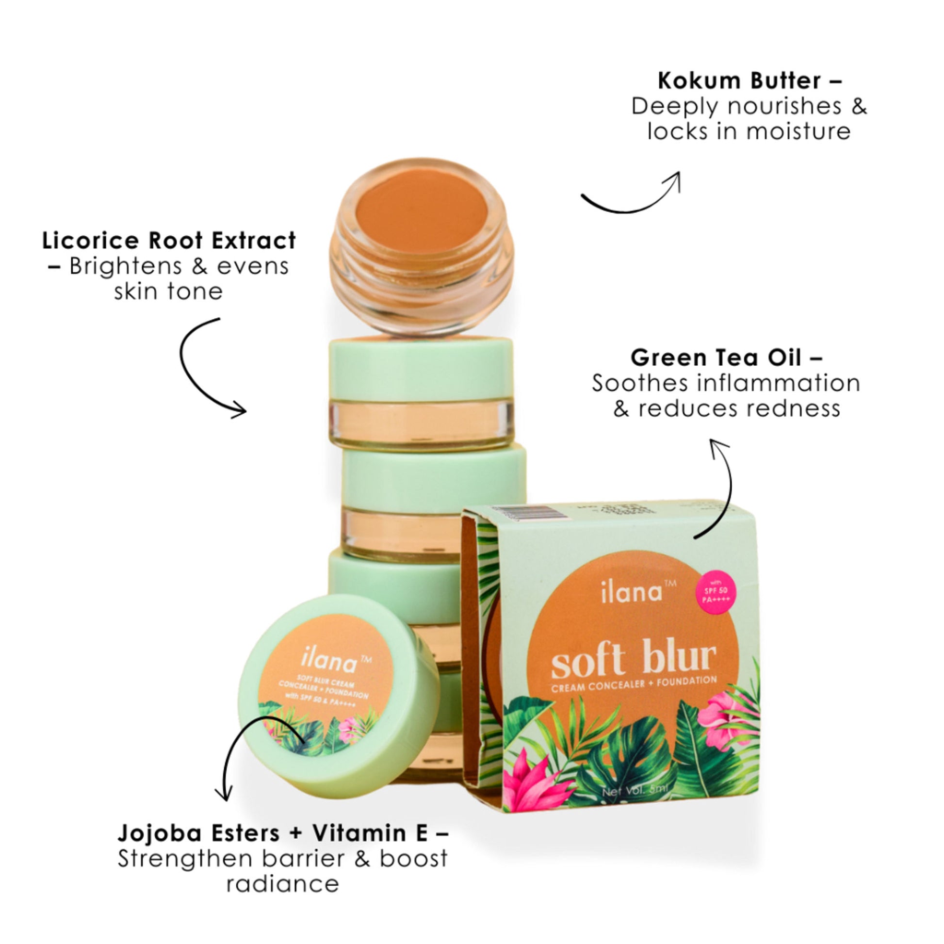 Ilana Soft Blur Cream Concealer & Foundation with SPF 50 - Sun's Out
