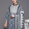 Indyancart IE Bandhani Printed Regular Thread Work Pure Cotton Kurta With Trousers & Dupatta