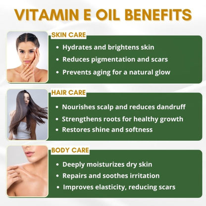 Mystiq Living Natural Vitamin E Oil For Hair, Skin & Face Oil Glowing And Hydrated Skin