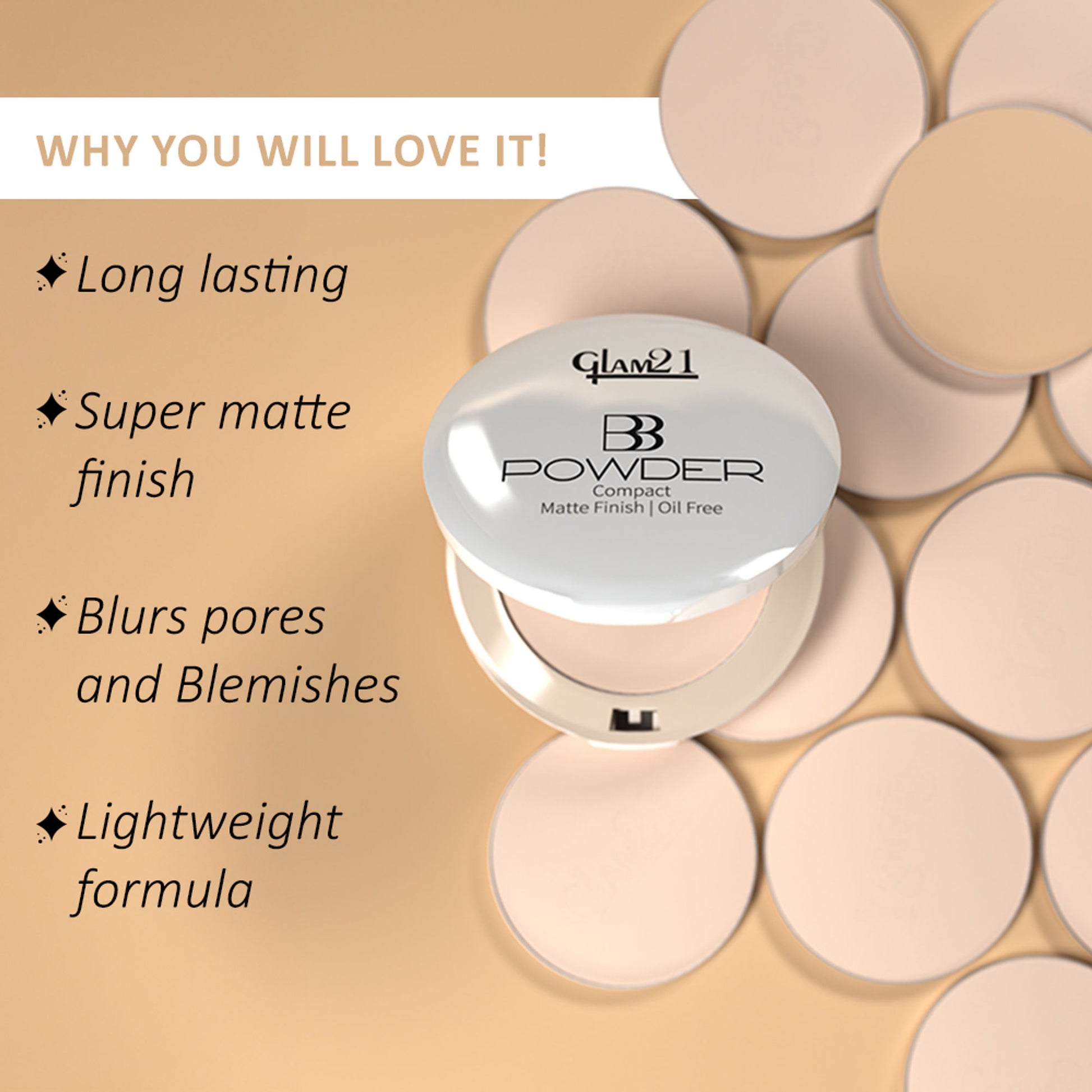 GLAM21 BB Powder Compact Matte Finish - Natural
