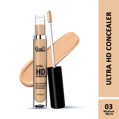 GLAM21 Ultra HD Liquid Concealer For HD Finish - Medium Warm