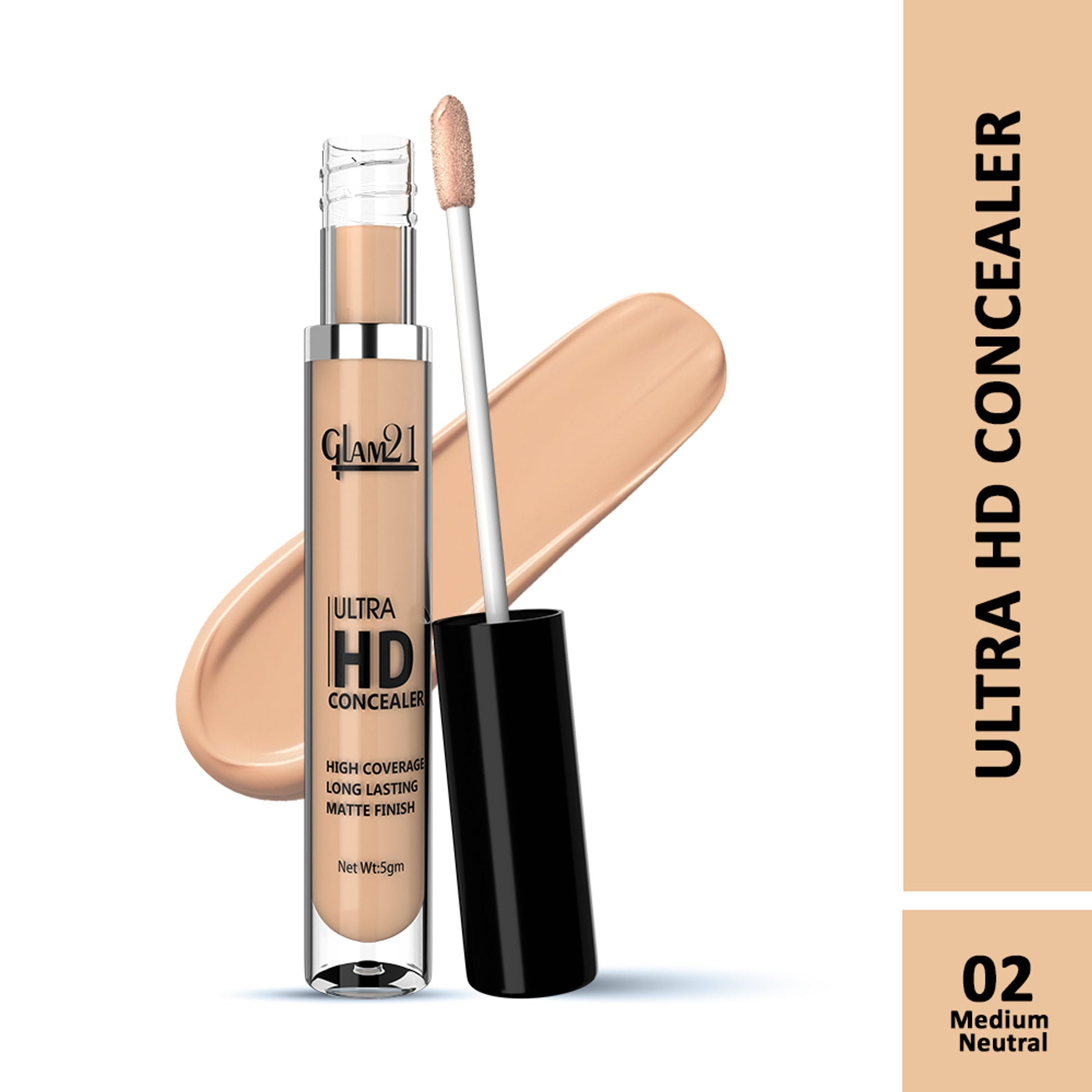 GLAM21 Ultra HD Liquid Concealer For HD Finish - Medium Natural