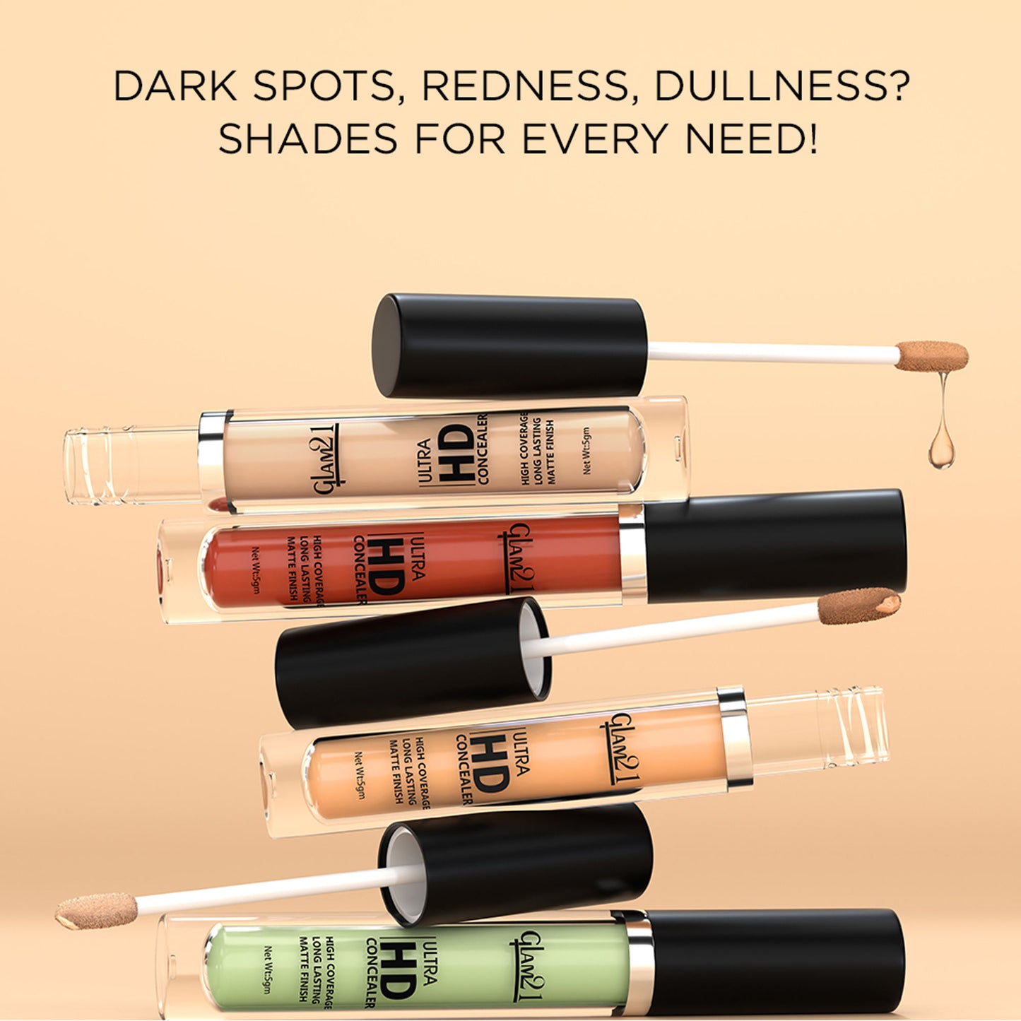 GLAM21 Ultra HD Liquid Concealer For HD Finish - Medium Natural
